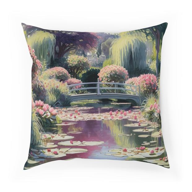Monet Inspired Lily pond Cushion Watercolor