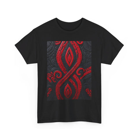 Red and Black Maori Design Mana Unisex Heavy Cotton Tee