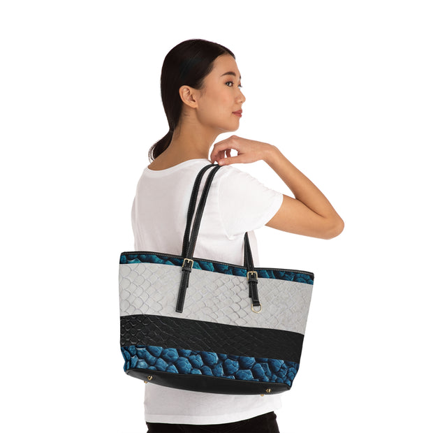 Blue White Black Snake Skin PU Leather Shoulder Bag