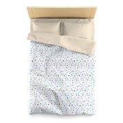 Blue and White Flowers and Butterflies Microfiber Duvet Cover