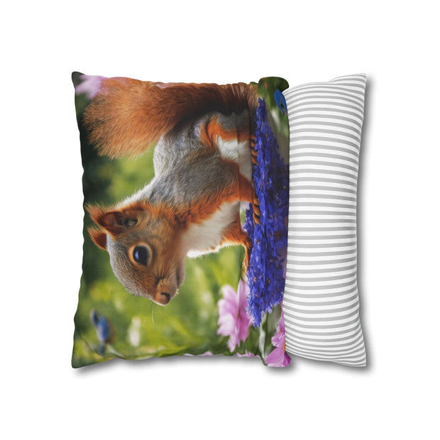 Cute Squirrel In The Forest Spun Polyester Square Pillowcase