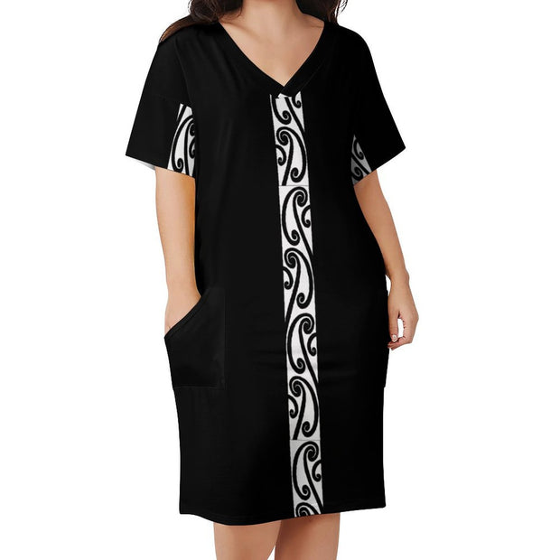 Design Baggy Dress With Pockets Black Koru