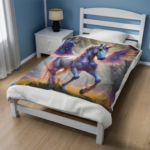 Magical Childrens Unicorn Horse Velveteen Plush Blanket
