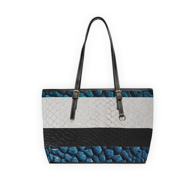 Blue White Black Snake Skin PU Leather Shoulder Bag