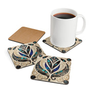 Paua Abalone Shell and Bone Corkwood Coaster Set