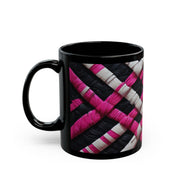 Pink and White Weaving Black Mug (11oz, 15oz)