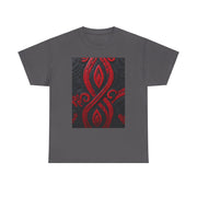 Red and Black Maori Design Mana Unisex Heavy Cotton Tee