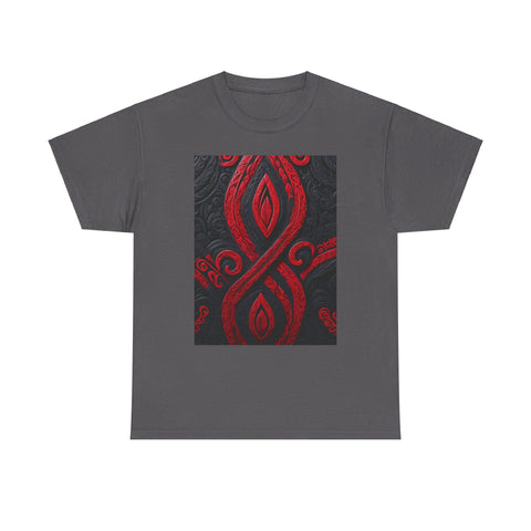 Red and Black Maori Design Mana Unisex Heavy Cotton Tee