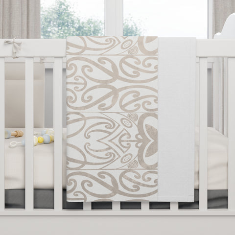 Pastel Beige Koru Soft Fleece Baby Blanket