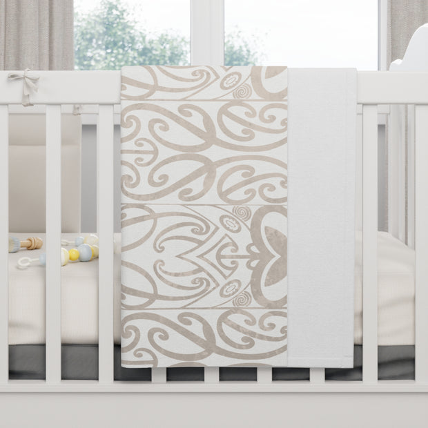 Pastel Beige Koru Soft Fleece Baby Blanket