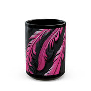 Pink and Black Feathers Mug (11oz, 15oz) Black