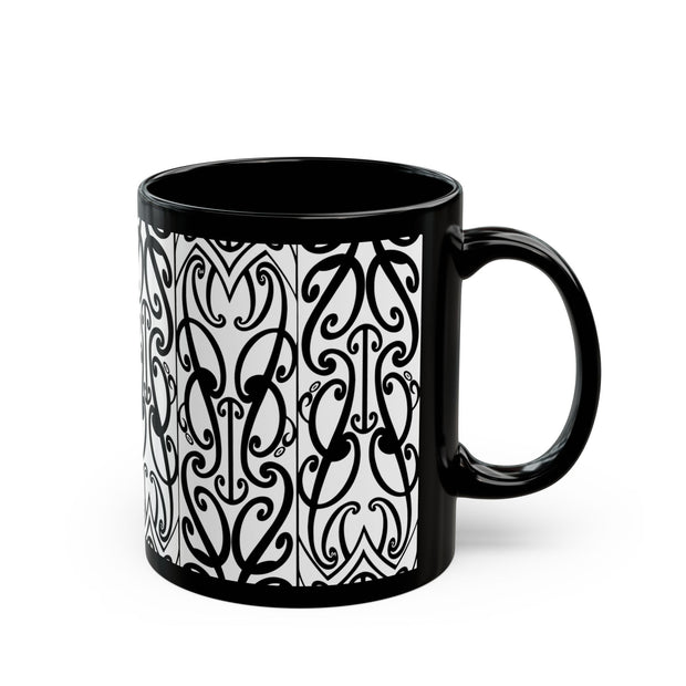 Black And White Koru Black Mug (11oz, 15oz)