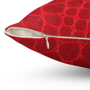 Spun Polyester Square Pillow Lipstick Red Snake Skin