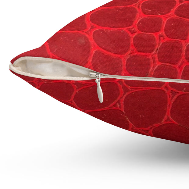 Spun Polyester Square Pillow Lipstick Red Snake Skin