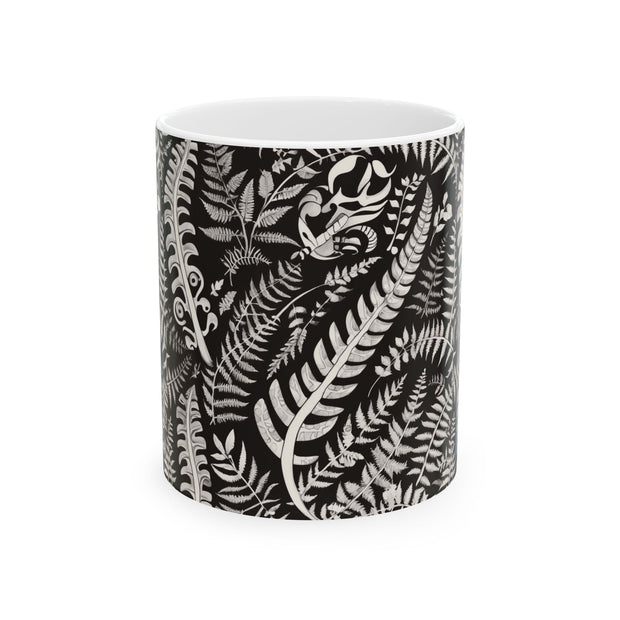 Dark Coco Fern and Bone Ceramic Mug, (11oz, 15oz)