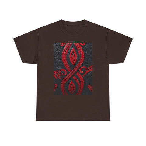 Red and Black Maori Design Mana Unisex Heavy Cotton Tee