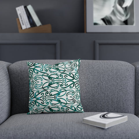 Dark Teal Green Koru Cushion