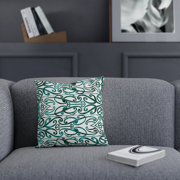 Dark Teal Green Koru Cushion