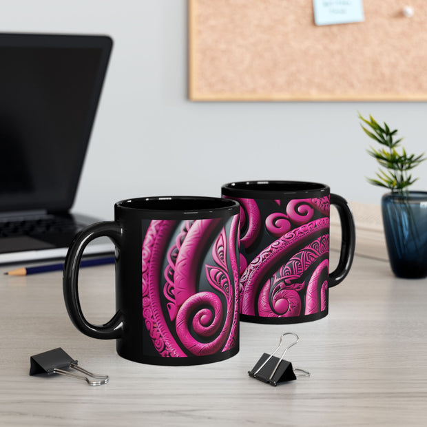 Pink Koru Black Mug (11oz, 15oz)