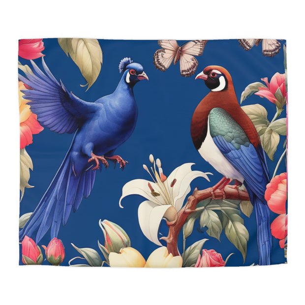 Pheasants A Blue Microfiber Duvet Cover