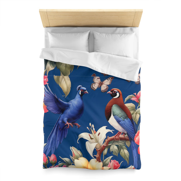 Pheasants A Blue Microfiber Duvet Cover