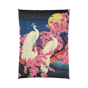 Japanese White Peacocks In Cherry Blossom Tree Comforter