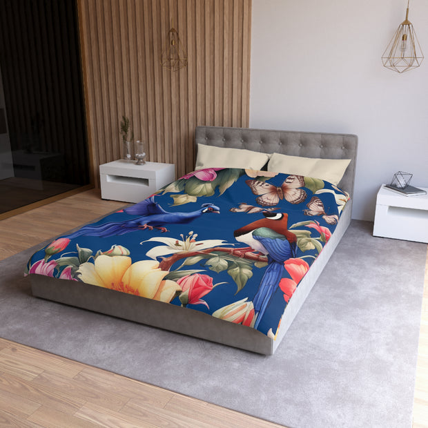 Pheasants A Blue Microfiber Duvet Cover