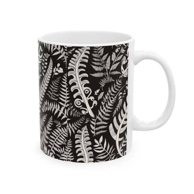 Dark Coco Fern and Bone Ceramic Mug, (11oz, 15oz)
