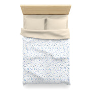 Blue and White Flowers and Butterflies Microfiber Duvet Cover