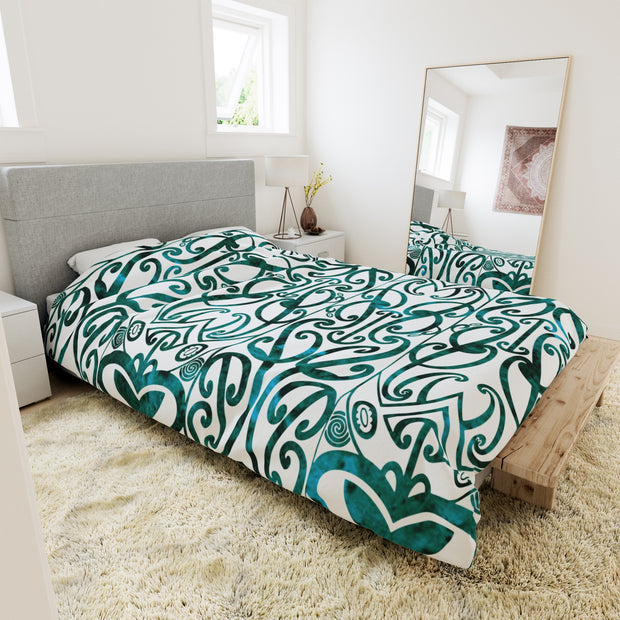 Dark Teal Koru Duvet Cover