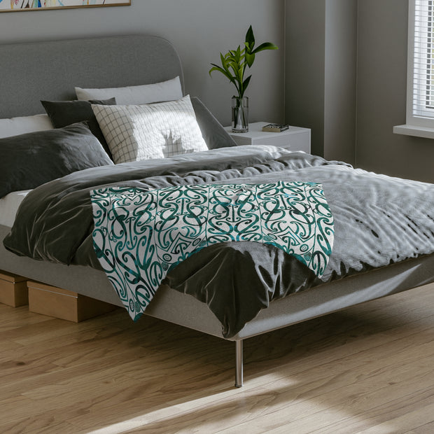 Dark Teal Green Koru Velveteen Microfiber Blanket