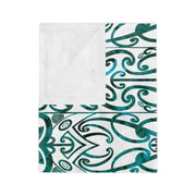 Dark Teal Green Koru Velveteen Microfiber Blanket