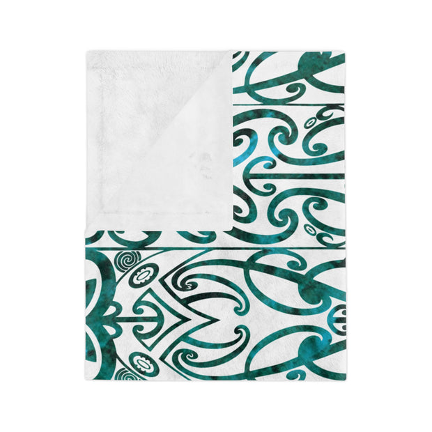 Dark Teal Green Koru Velveteen Microfiber Blanket