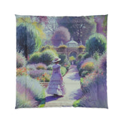 Monet Inspired Girl Walking In Garden Comforter