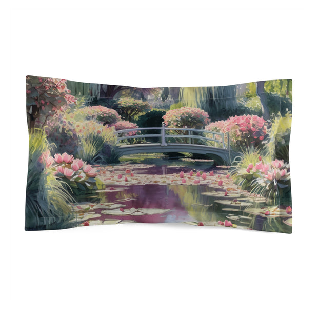 Monet Inspired Lily Pond Microfiber Pillow Sham