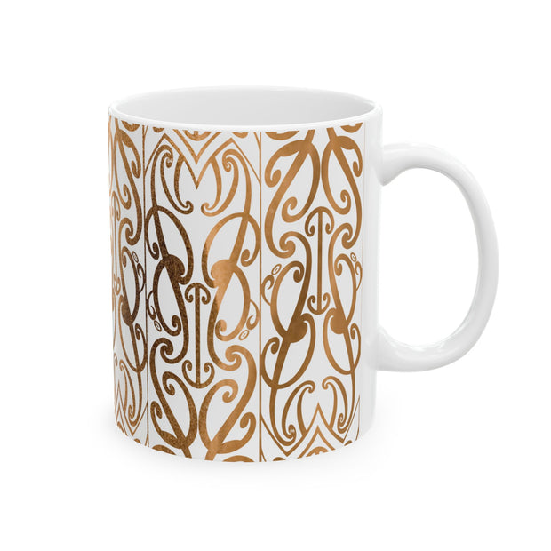 Burnt Orange Koru Ceramic Mug, (11oz, 15oz)