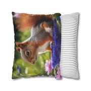 Cute Squirrel In The Forest Spun Polyester Square Pillowcase