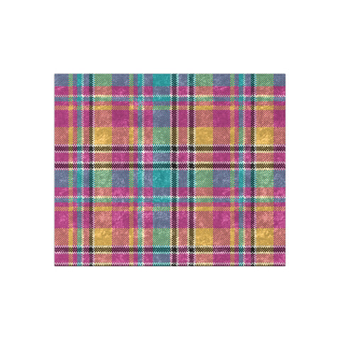 Pink Tartan Crushed Velvet Blanket