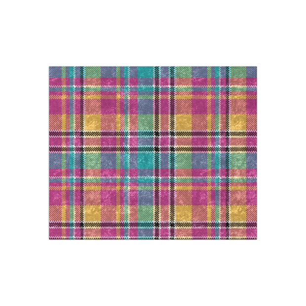 Pink Tartan Crushed Velvet Blanket