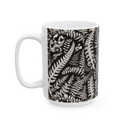Dark Coco Fern and Bone Ceramic Mug, (11oz, 15oz)