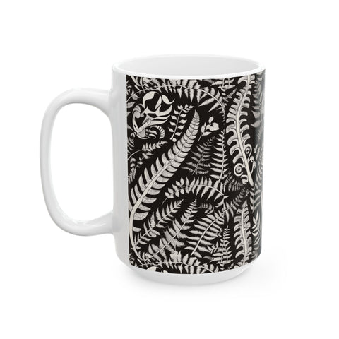 Dark Coco Fern and Bone Ceramic Mug, (11oz, 15oz)