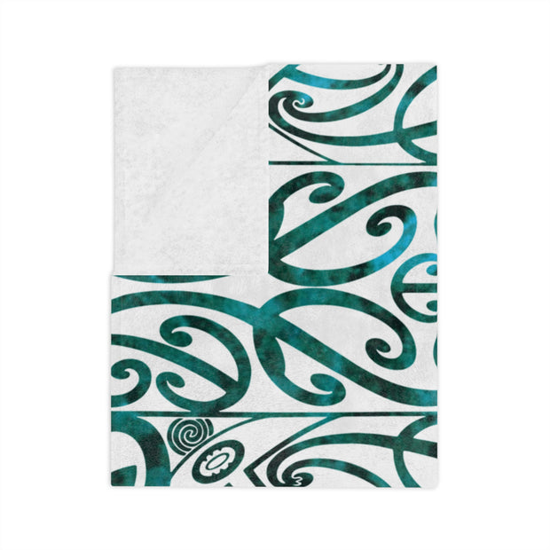 Dark Teal Green Koru Velveteen Microfiber Blanket