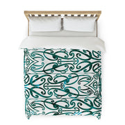 Dark Teal Koru Duvet Cover