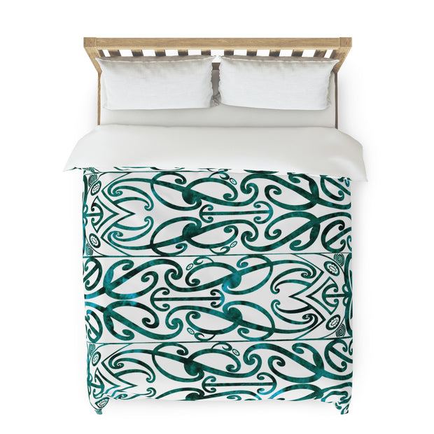 Dark Teal Koru Duvet Cover