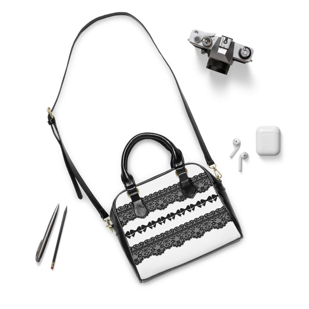 Black and White Chantelle Lace Shoulder Handbag