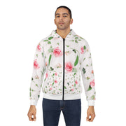 AOP Unisex Zip Hoodie Soft Pink Rose Bud