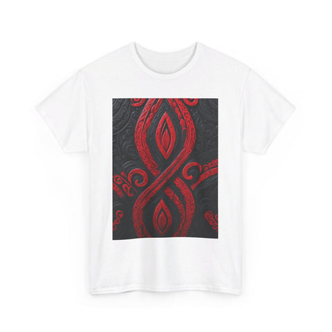 Red and Black Maori Design Mana Unisex Heavy Cotton Tee