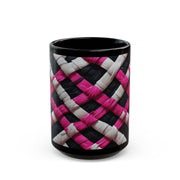 Pink and White Weaving Black Mug (11oz, 15oz)