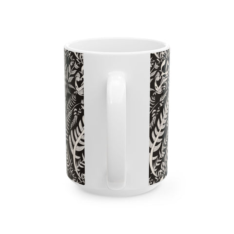 Dark Coco Fern and Bone Ceramic Mug, (11oz, 15oz)