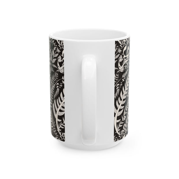 Dark Coco Fern and Bone Ceramic Mug, (11oz, 15oz)